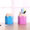 5Pcs Plastic Pencil Head Pen Holder Contrasting Color Student Office Stationery Storage Box Multifunctional Makeup Brush Storage