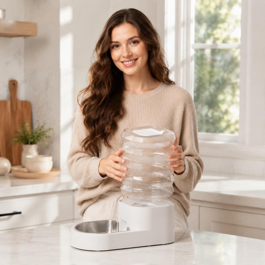 Automatic Pet Water Dispenser Stainless Steel Pet Drinking Fountain Water Feeder for Cats and Dogs Easy to Clean and Refill