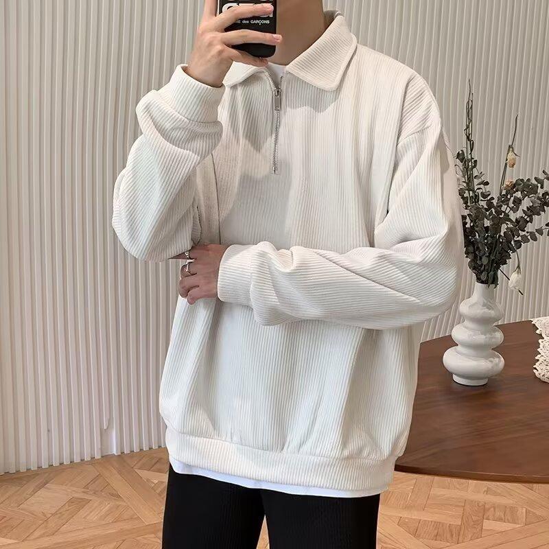 Trendy Harajuku-Style Half-Zip Sweatshirt: Artistic & Versatile Fashion
