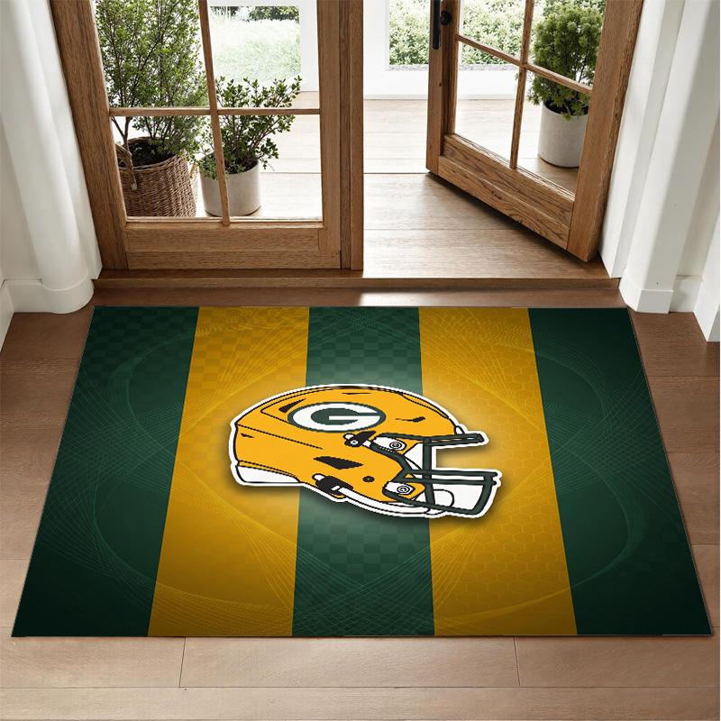 Green Bay Packers Design Crystal Velvet Rug Soft Decorative Mat for Bedroom Entrance
