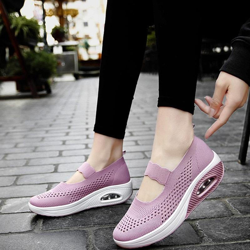 Fashion Women Casual Shoe Fashion Thick Bottom Single Shoes Summer Breathable Hollow Out Mesh Shoes Light Walking Women's Platform Shoes