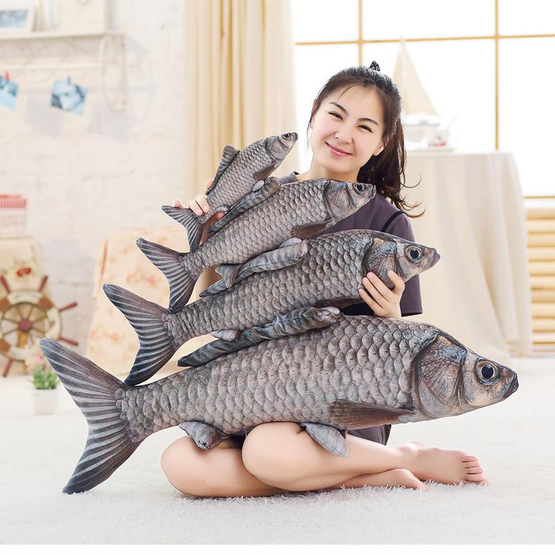 3D simulation carp grass carp throw pillow doll creative spoof plush toy wholesale rag doll girl birthday gift