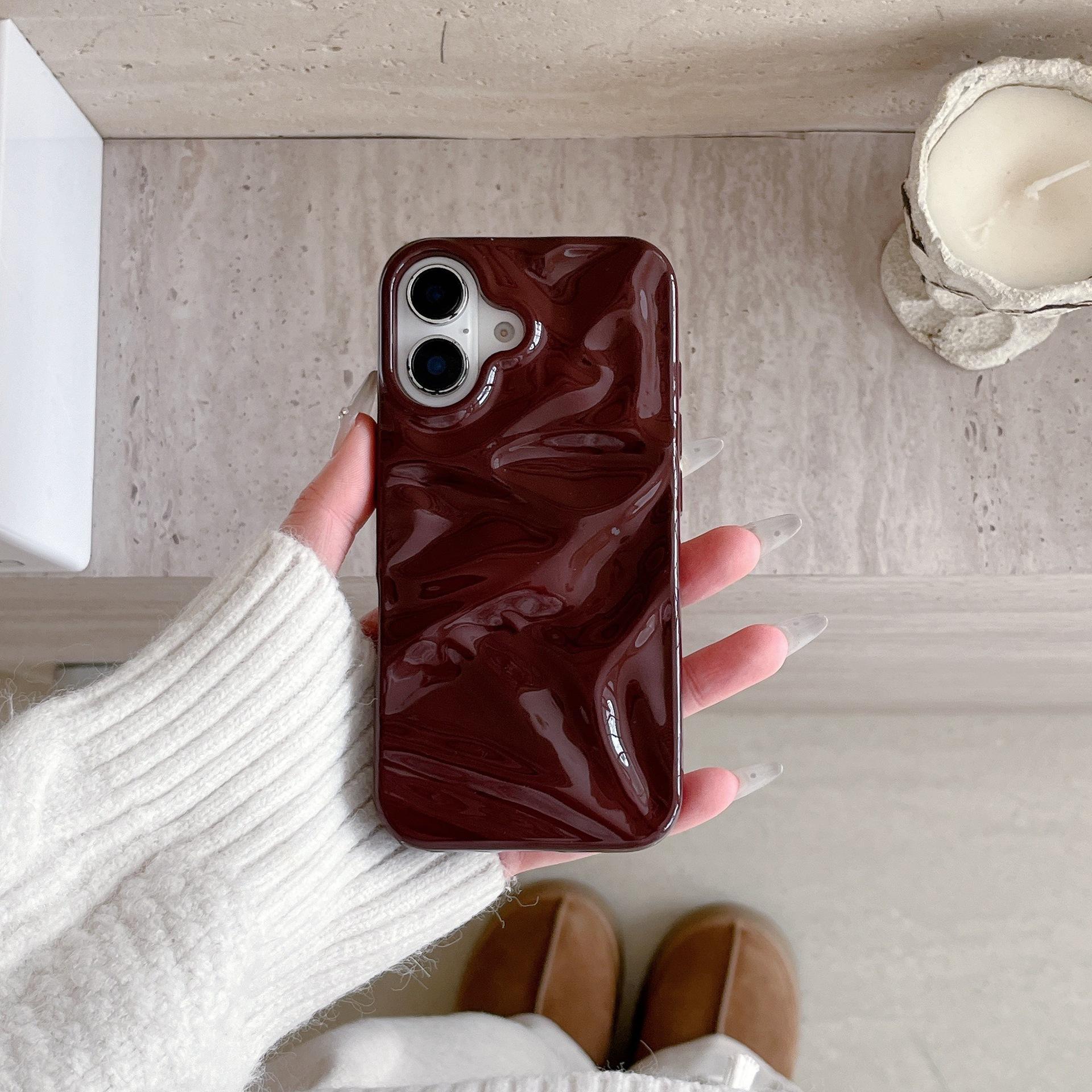 

Niche Irregular Pleated Three-Dimensional Effect Suitable for iPhone 16 Pro Max Apple 17 Phone Case 14/15 Soft Case 17Air(without Packaging