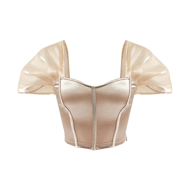 Sexy Satin French One-Shoulder Tube Top Vest