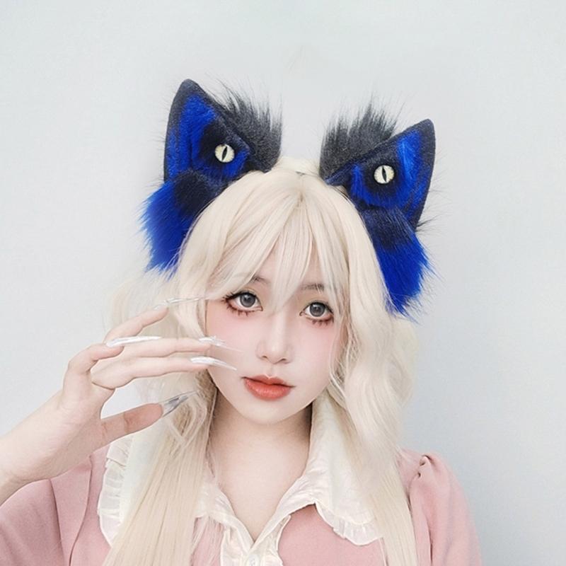 Wolf Ear Hairband Soft Plush Hair Styling Accessory For Kids Adult Halloween Parties Animal Theme Cosplay Hairhoop