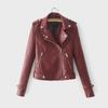 2019 European & American Autumn Women's Slim PU Leather Motorcycle Jacket with Pocket & Zipper