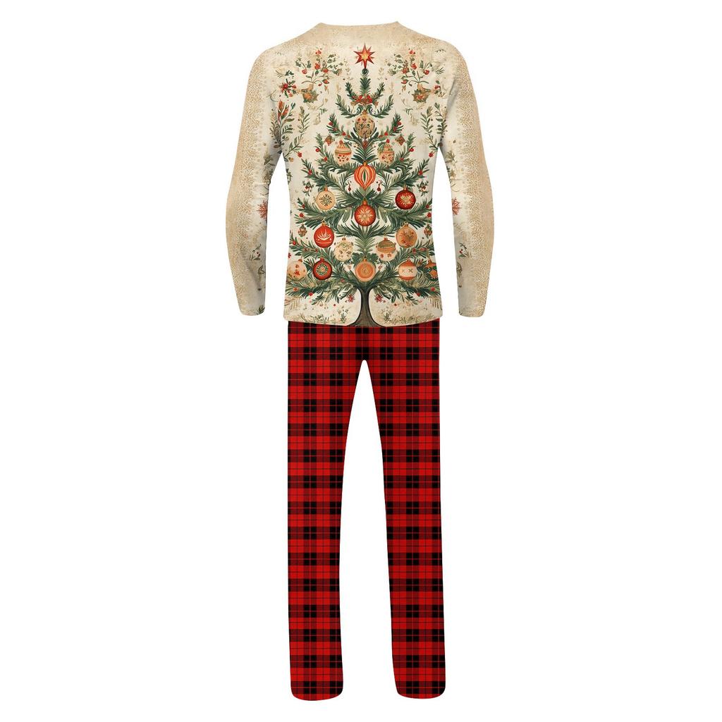 Set di top e pantaloni a maniche lunghe coordinati per la famiglia con stampe natalizie Set coordinati per la famiglia