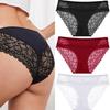 Women Lace Trim Bikini Panties Set 3 Pack Seamless Breathable Underwear Soft Fabric Stretchable Waistband Comfortable Fit