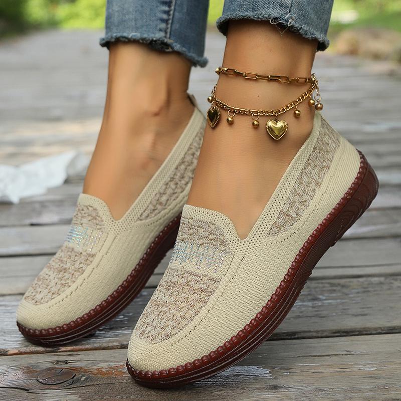 New Style Rhinestone Decorated Lightweight Casual Elegant Women's Shoes Fashion Simple Comfortable Flat Sneakers Zapatos Mujer