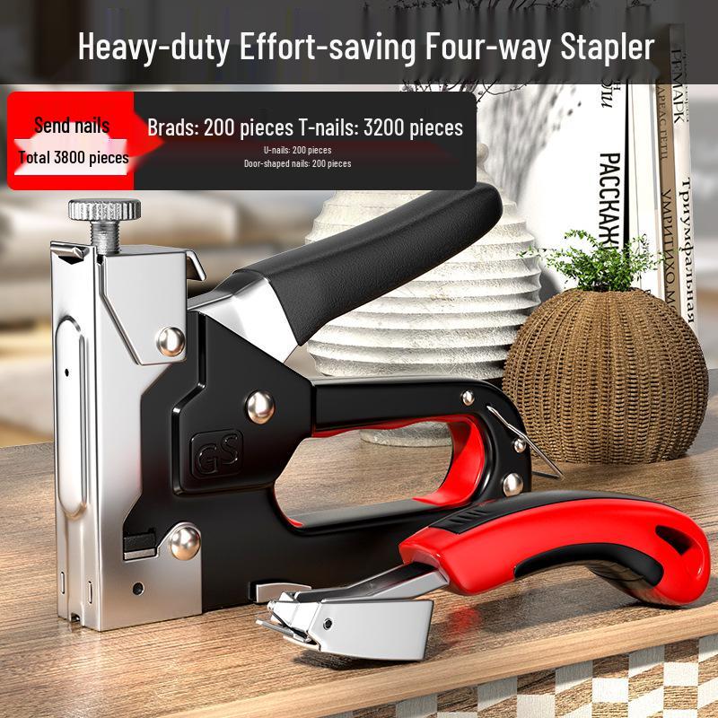 U-Shaped Manual Nail & Stapling Gun for Bookbinding and Woodworking