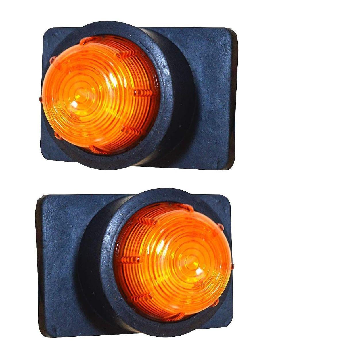 

Pair of Position Marker Lamps with Bulbs – Stalk Side Marker Light – Amber – Compatible with Truck, Trailer & Buses 24V