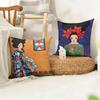 Abstract Girl Hair Flower Cushion Cover Natural Linen Organic Fabric DoubleSided Printing Sofa Home Decor Gift Pillow Case