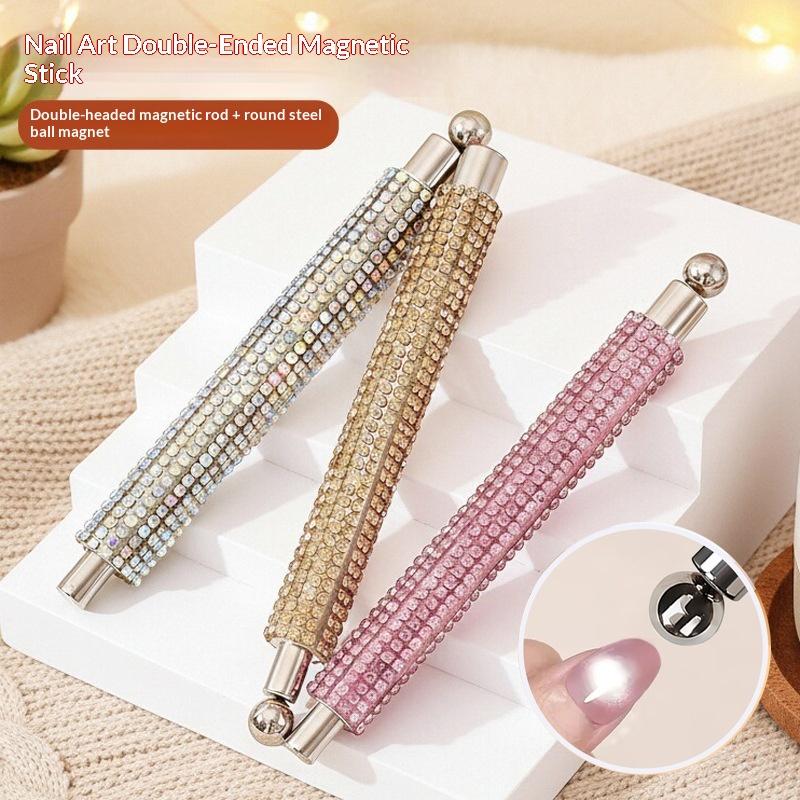 2-In-1 Magnetic Nail Polish Stick With Rhinestone Strong Magnetic Ball Cat Eye Gel Nail Polish Tool For Nail Salon Or Home Use