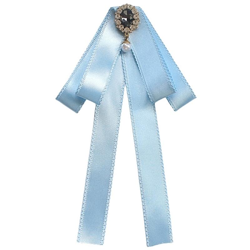 Vintage Ribbon BowTie with Blingbling Rhinestones Adjustable Pin Jewelry French Brooch Rhinestones Pin Elegant Collar