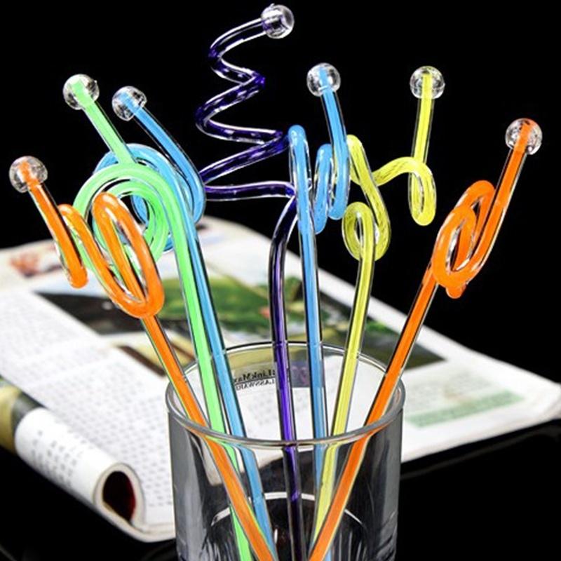 Bar Accessories Acrylic Tea Juice Stirring Rod Swirl Swizzle Sticks 10pcs