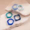 Five-piece acrylic smudge irregular geometric square round ring simple niche jewelry