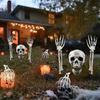 Halloweenská dekorace kostry s kolíkem Realistická kostra ruka paže s kolíkem do trávníku Venkovní lebka kost dvora cedule pro zahradu trávník hřbitovní dekorace
