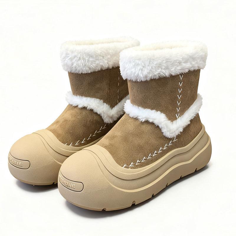 Milk blue fur integrated warm snow boots women's autumn and winter new small thick-soled velvet non-slip cotton boots