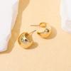 Retro Doudou C-shaped stud earrings French texture sense personalized fashion versatile light luxury sense wide face ear jewelry women