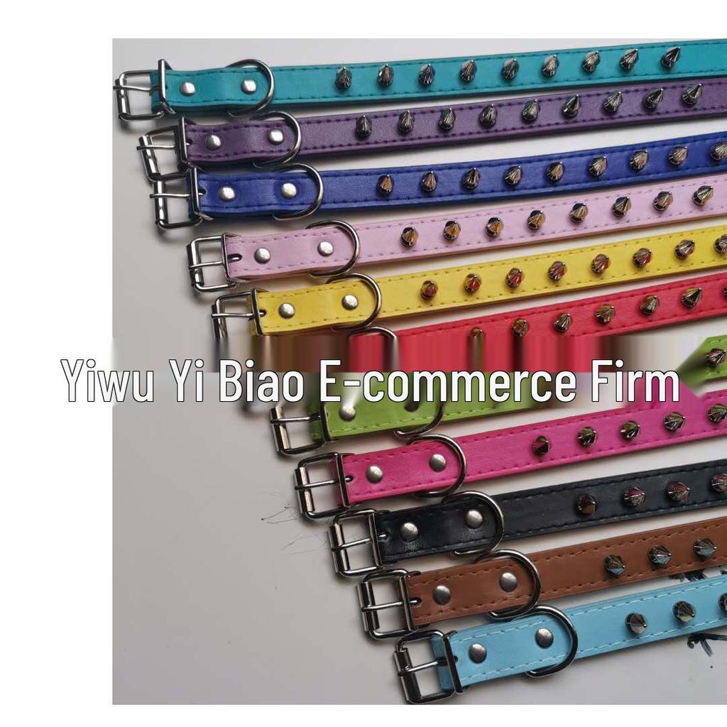 Multi-Color PU Leather Dog Collar & Leash - In Stock