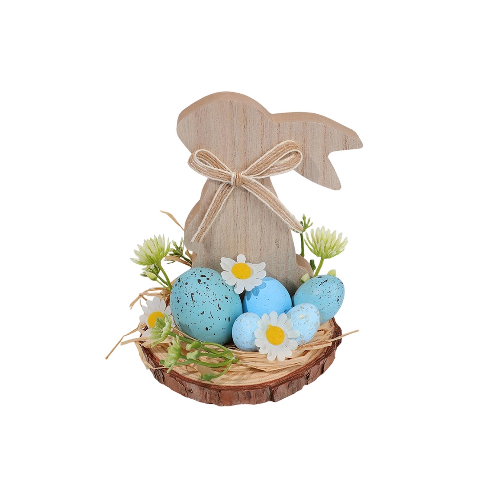 

Easter Bunny Table Decorations 5.9inch Round Wooden Plaque With Easter Eggs And Daisies Rustic Rabbits Silhouette Sign Desktop Ornament For Home One Size