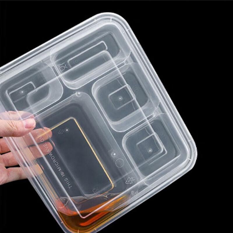 

Disposable 5-Compartment Rectangular Takeout Meal Boxes