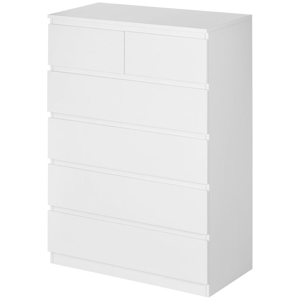 Commode 6 Drawers Storage Furniture Without Handles Minimalist Design 80 X 39 X 115 Cm White
