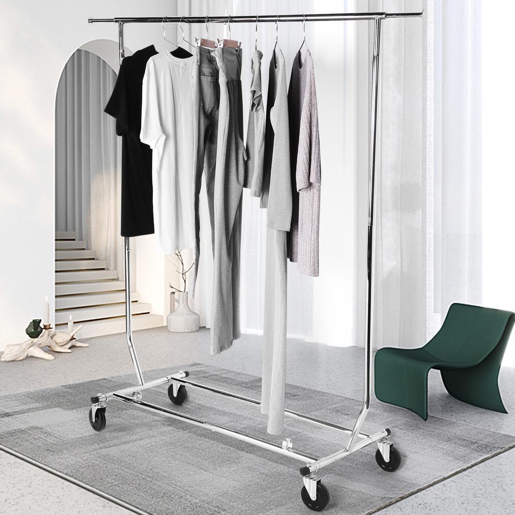 Adjustable Rolling Garment Rack with Lockable Wheels Clothes Rack Portable Closet Wardrobe Rack for Bedroom Laundry Living Room