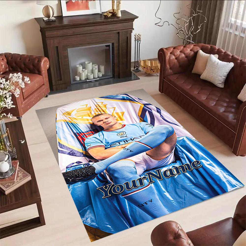 Haaland 59 Personalized Text Area Rug Suitable for Dining Room Dormitory Study Room Hallway Anti-slip Rug Anime Office Decor Birthday/Christmas Gift