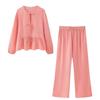 Spring 2025 Women's Fashion Set: Casual Top with Straight-Leg Pants