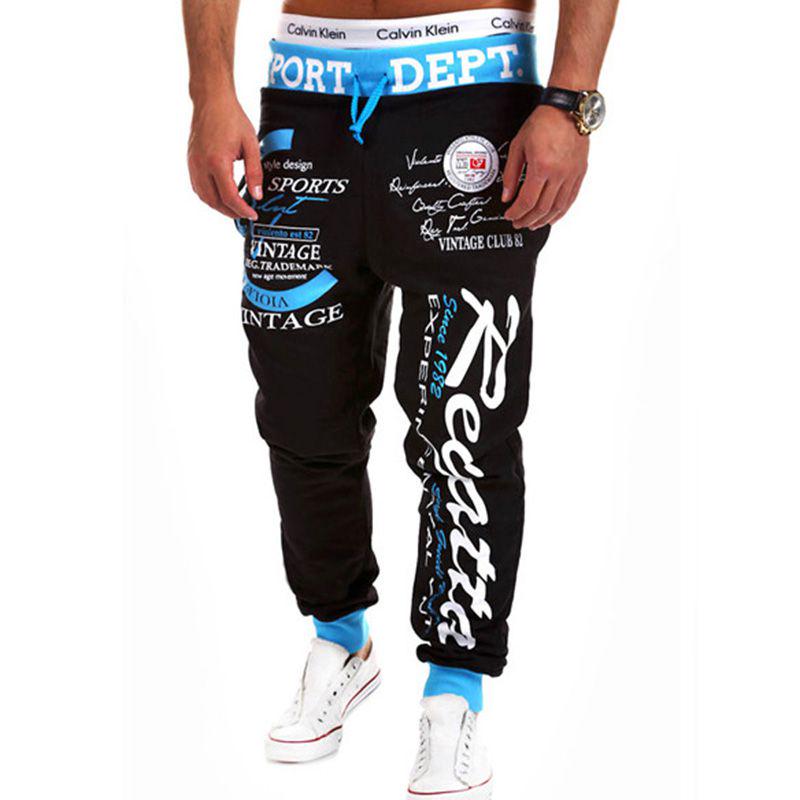 Classic Men's Letter Sport Sweat Pants Jogging Jogger Trousers Tracksuit Bottoms With Stylish Drop Crotch Design