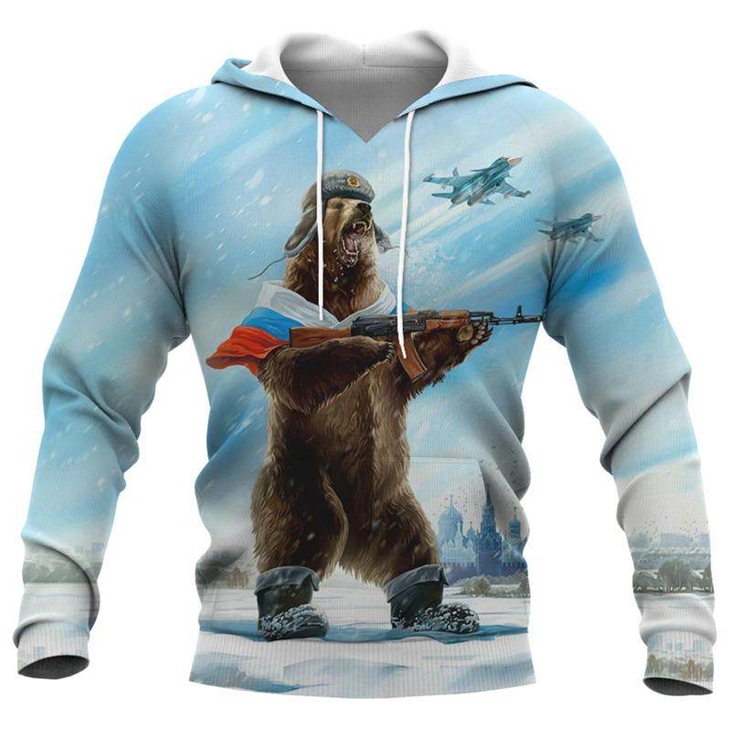 Fashion Men's Hoodie Russia National Emblem Camo 3D Print Fall Sweatshirt Hoodie Street Casual Boy Sweatshirt Y2K Men's Oversized Top Clothing