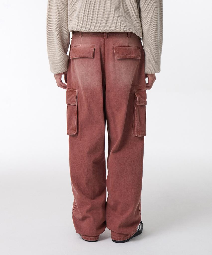 Musinsa Standard Pigment Extra Wide Cargo Denim Pants [Smoke Pink]