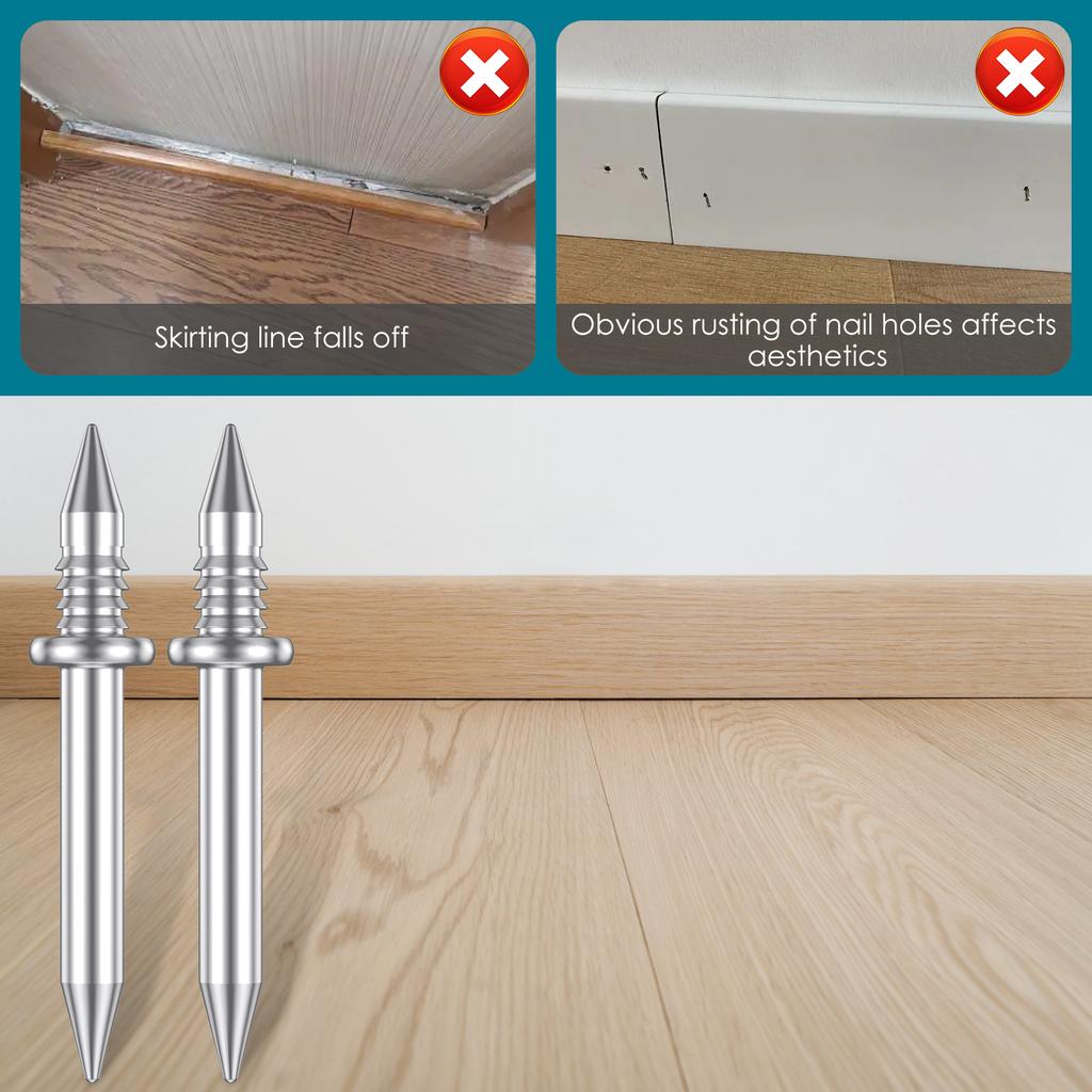 400/100 st Dubbelhuvud Osynliga Spikar Träspik Fäste Golvsockel Gänga Sömlös Spik Metall Golvsockellist Utan Märken Spik