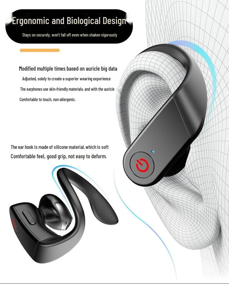Sport Wireless Bluetooth Earphones with Long Standby and Ear-hook Design, Compatible with Huawei and Apple.