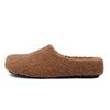 Baotou lazy person one foot half drag hair shoes women wear 2025 autumn and winter flat bottom warm piled thick hair slippers