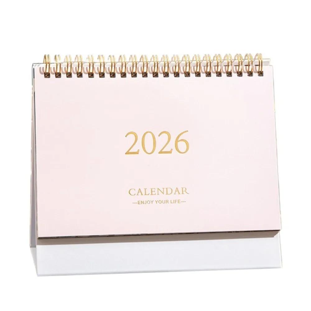 New Small Size Desk Calendar Thick Paper Mini Design Desk Planner Creative Style Coil Binding Daily Planning Supplies Study Use