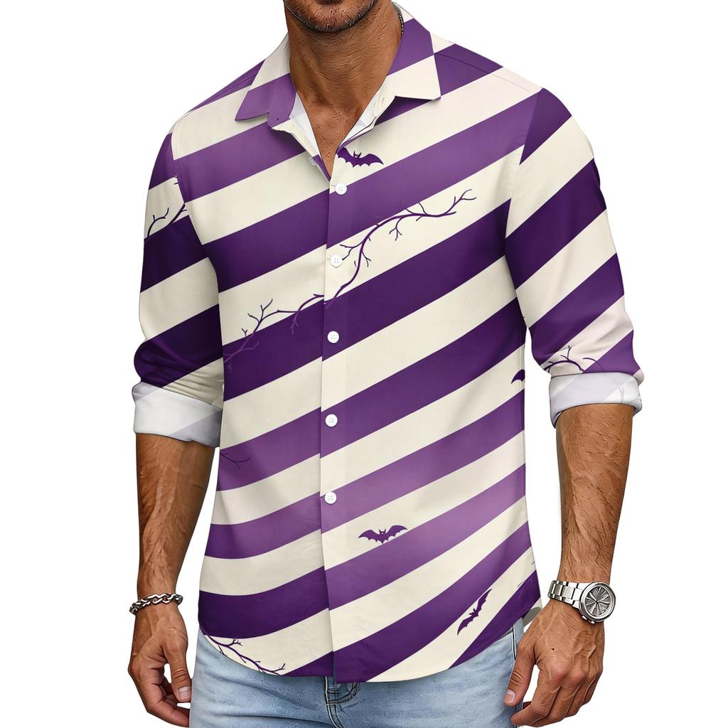Men's Halloween Loose Fit Long Sleeve Shirt Button Down Collar Vintage Casual Shirt Breathable Fabric Suitable for Spring Autumn Outdoor Daily Wear