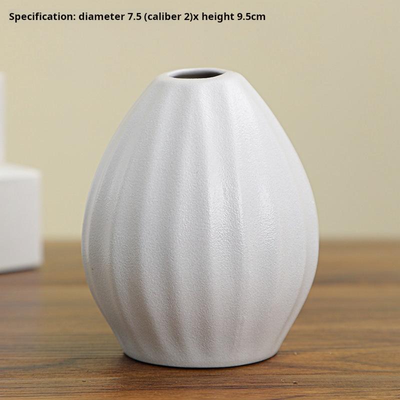 Casual White Ceramic Tabletop Vase Small Home Desktop Decoration Art Design for Flower Arrangement