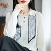 2025 Women's Fashionable Knitwear: French Ribbon Silk Scarf Design, POLO Collar, Long Sleeve Sweater