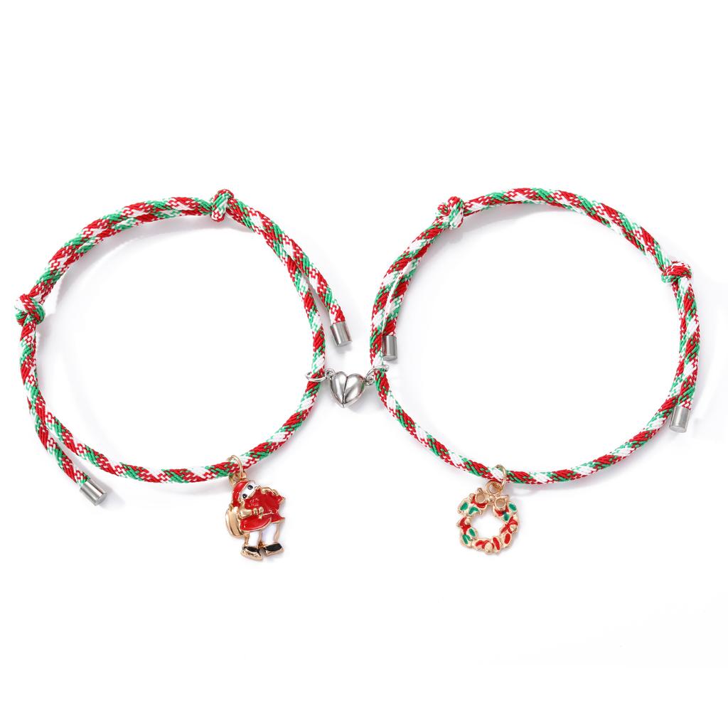 Nouveau Simple hiver mode fille Bracelet bonhomme de neige beignet pendentif Bracelet cloche de noël deux pièces père noël Couple costume élégant Bracelet