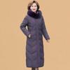 Women Winter Hooded Fur Collar Warm Jacket Clothing Middle-Aged Mother Mid-Long Thicken Warm Female Parkas