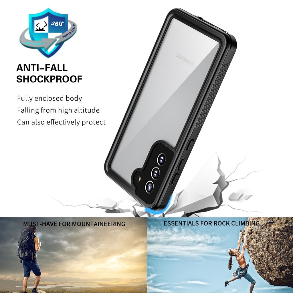 IP68 Waterproof Drop-proof Case For Samsung Galaxy S21 FE 5G FS Series Clear PC +TPU Mobile Phone Cover