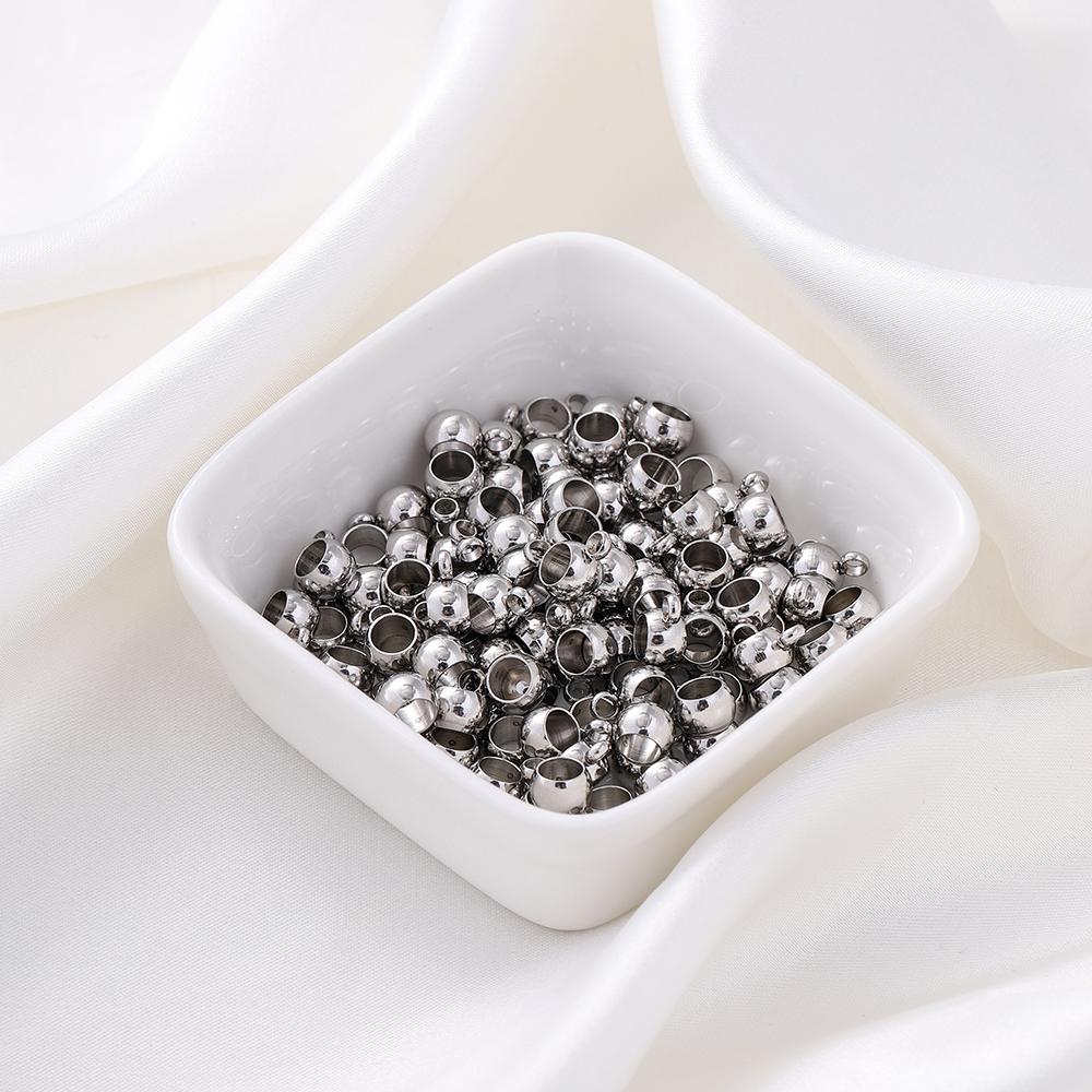10Pcs/Lot Stainless Steel Spacer Beads Pendant Charms Clasps Bail Beads for Bracelet Necklace DIY Jewelry Making Findings