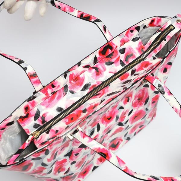 Kate Spade Floral Shoulder Tote Bag PVC Red Women Used