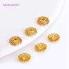 Multi Types Brass 7mm Bead Caps For Bracelet Making Findings 18k Gold Plated Stripe Bead Caps DIY Jewelry Making Accessories