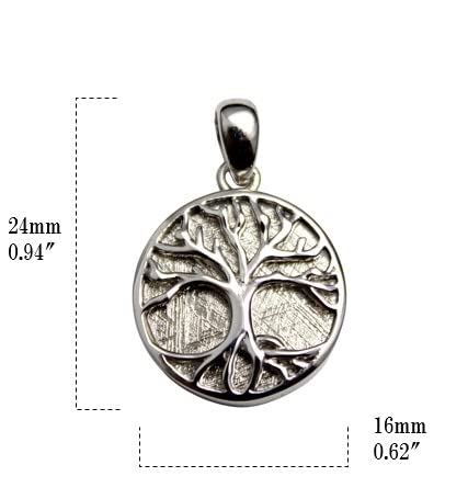 [World Accessories Carmelo] Tree of Life Gibeon Meteorite Sacred Geometry Tree of Life Silver Pendant (Silver)