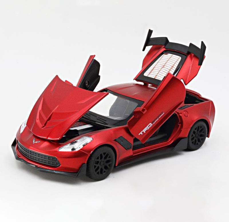 1:32 Corvette ZR1 Supercar Model Car Alloy Car Sound and Light Simulation Pull Back Vehicles Cars Toys Birthday Gift