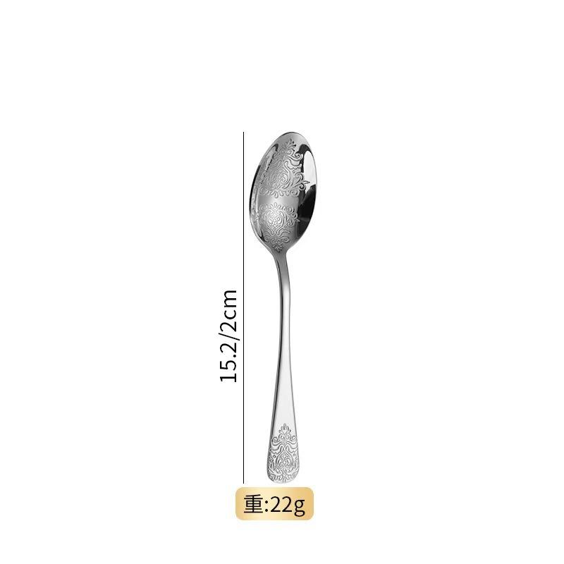 Light luxury pattern stainless steel western food tableware steak knife fork spoon retro mirror set