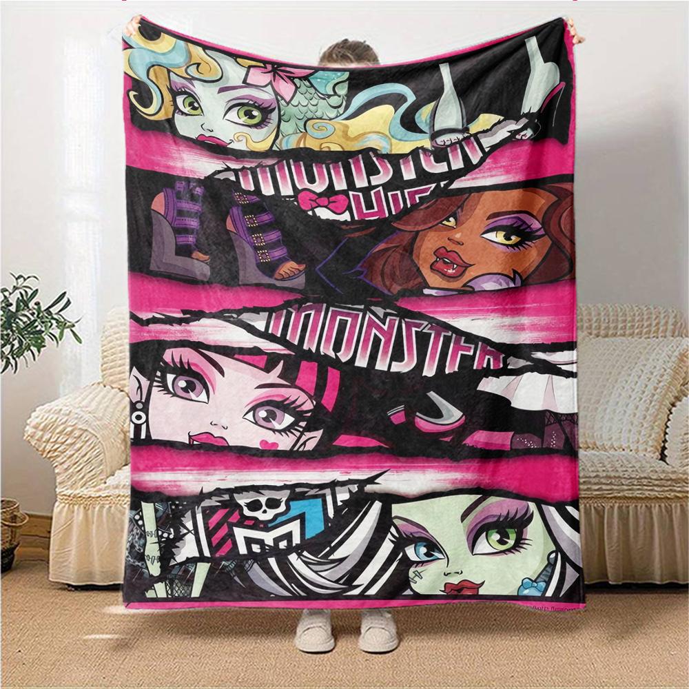 1Pc Monster High Creatures Blanket For Couch Bed Plush Cozy Fuzzy Blanket Super Soft Warm Blankets For Fall And Winter 091829